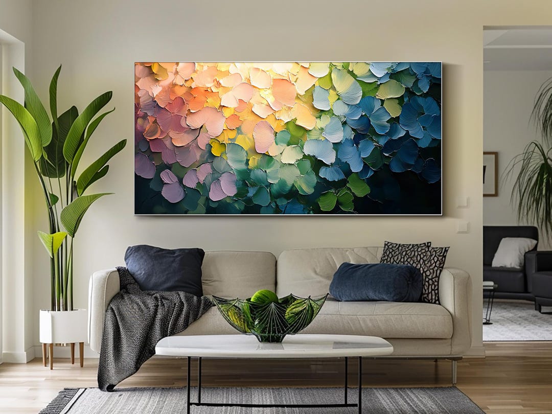 Colorful Abstract Petal Wall Art 3d Textured Oil Painting Large Canvas ...