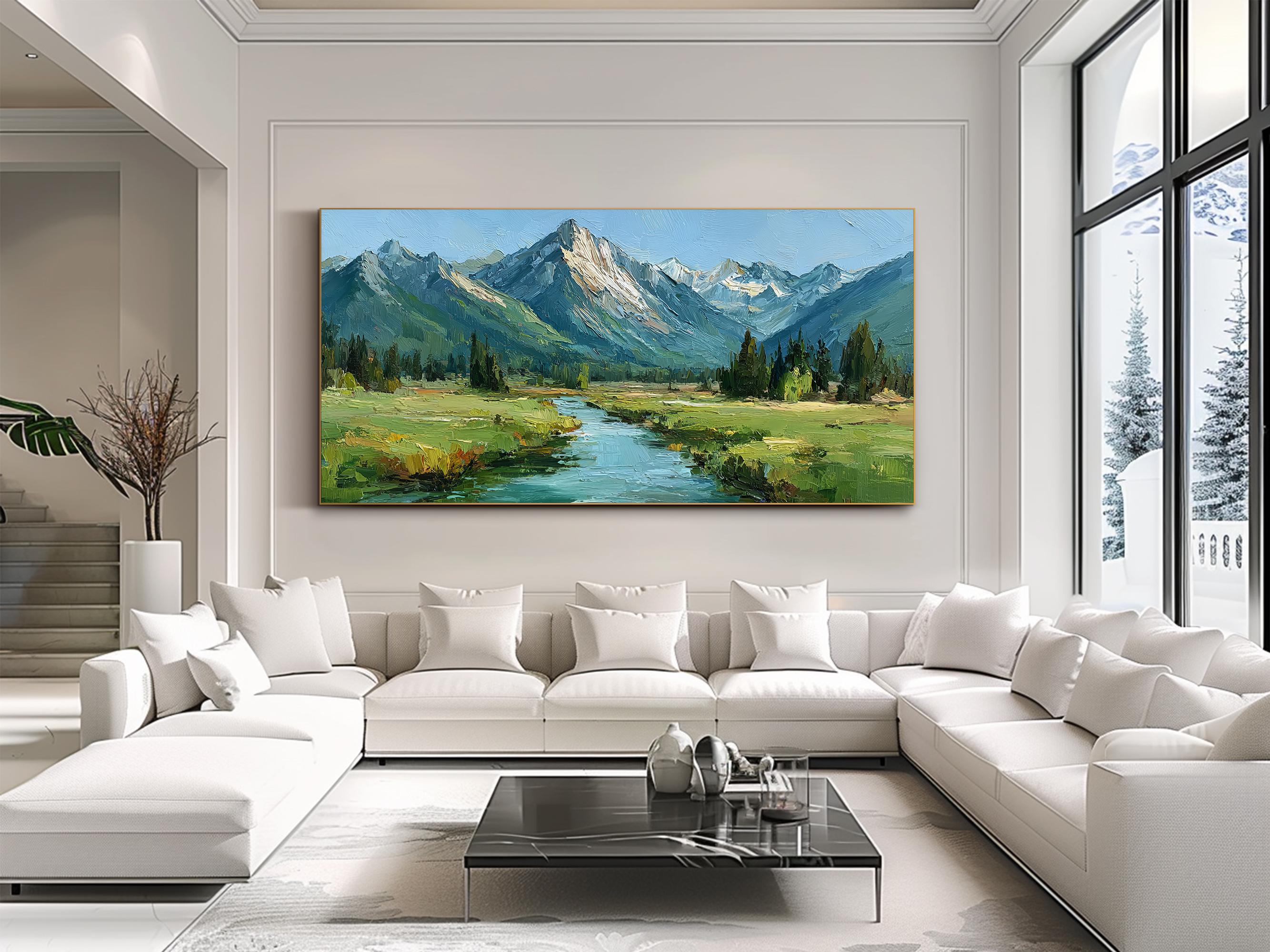 Mountain Landscape Oil Painting Original Textured Wall Art Hand Painted ...