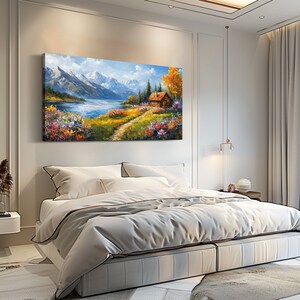 Vacation Cabin Decor Oil Painting on Canvas Original Landscape Wall Art ...