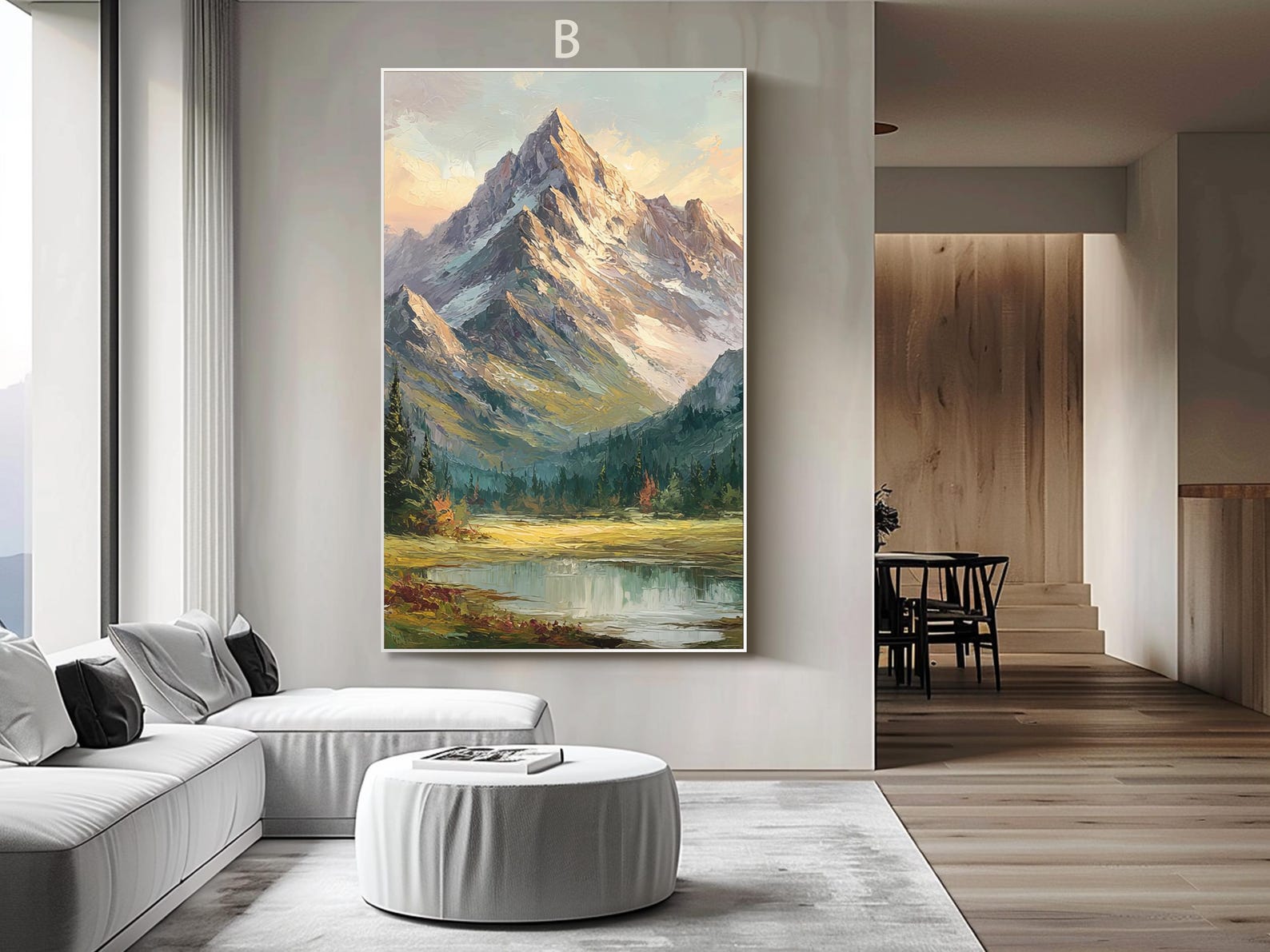 Mountain Triptych Oil Painting Textured Landscape Wall Art Green 3 ...