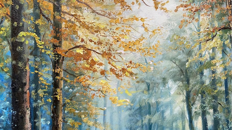 Forest Oil Painting on Canvas Original Autumn Wall Art Large Canvas ...