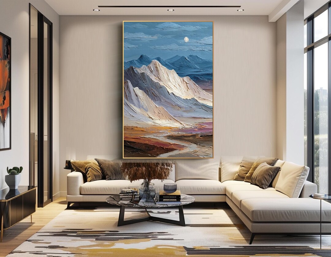 Mountain Landscape Oil Painting Hand Painted Textured Wall Art Modern ...