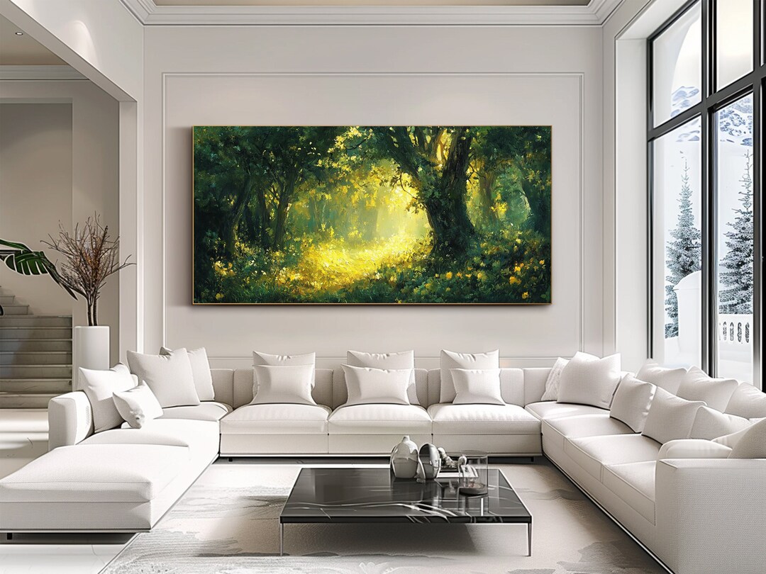 Forest Oil Painting on Canvas Original Green Wall Art Large Canvas Wall ...