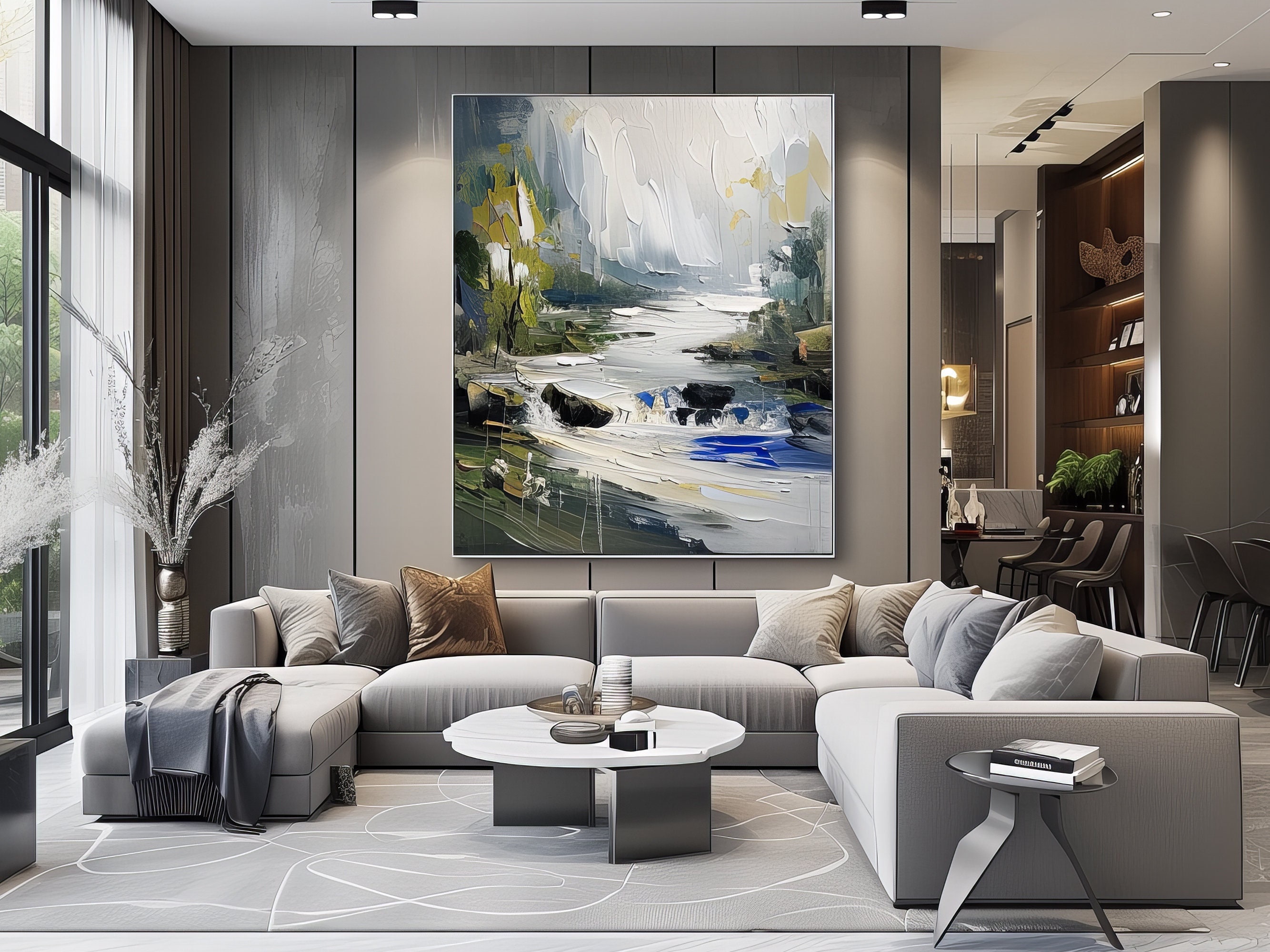 Large Landscape Wall Art Abstract Oil Painting on Canvas Living Room ...