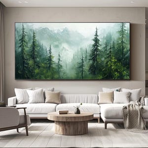 Abstract Forest Oil Painting on Canvas Original Green Wall Art Large ...