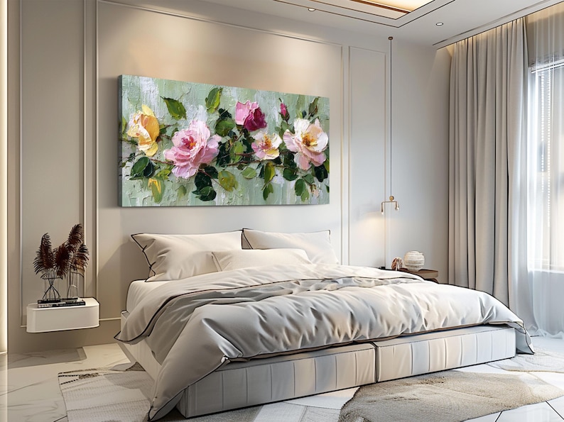3d Textured Floral Oil Painting Large Rose Wall Art Impasto Flower ...