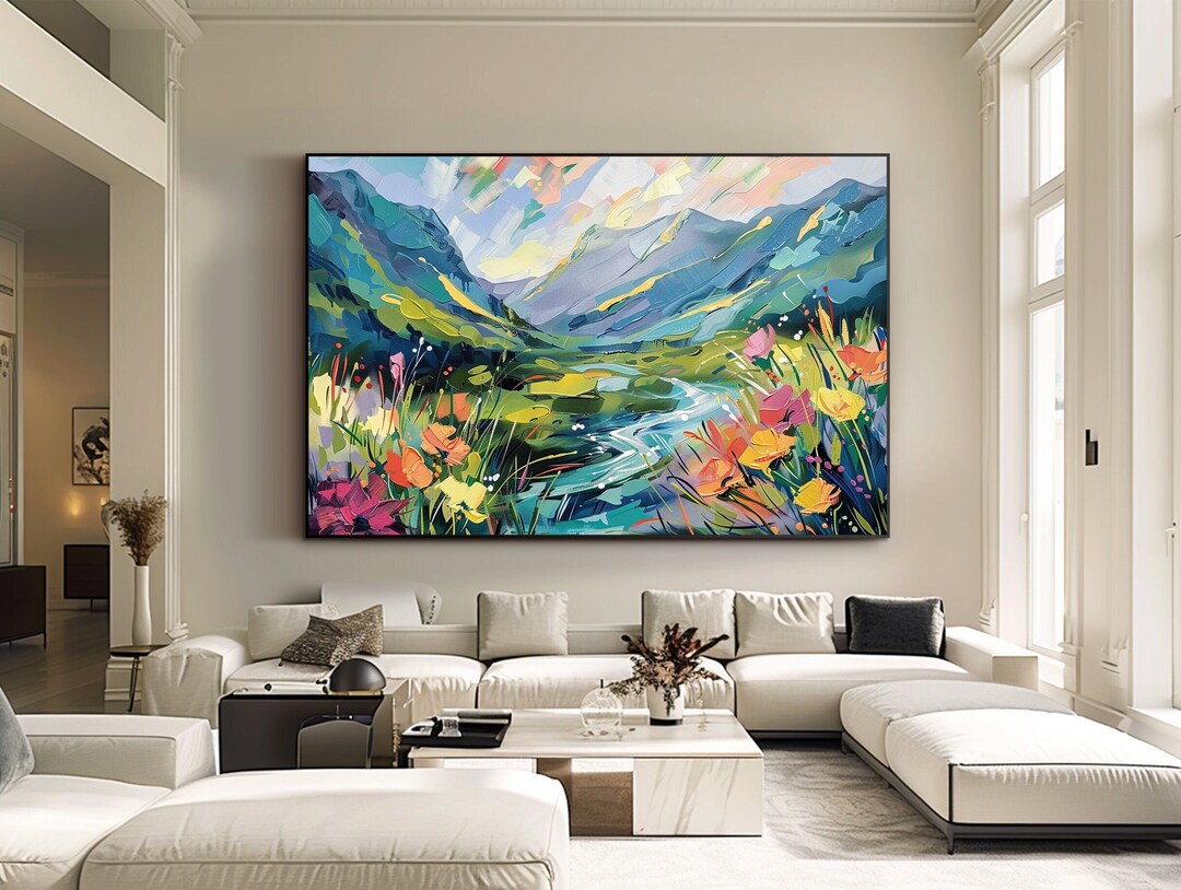 Mountain Oil Painting on Canvas Original Abstract Texture Wall Art ...