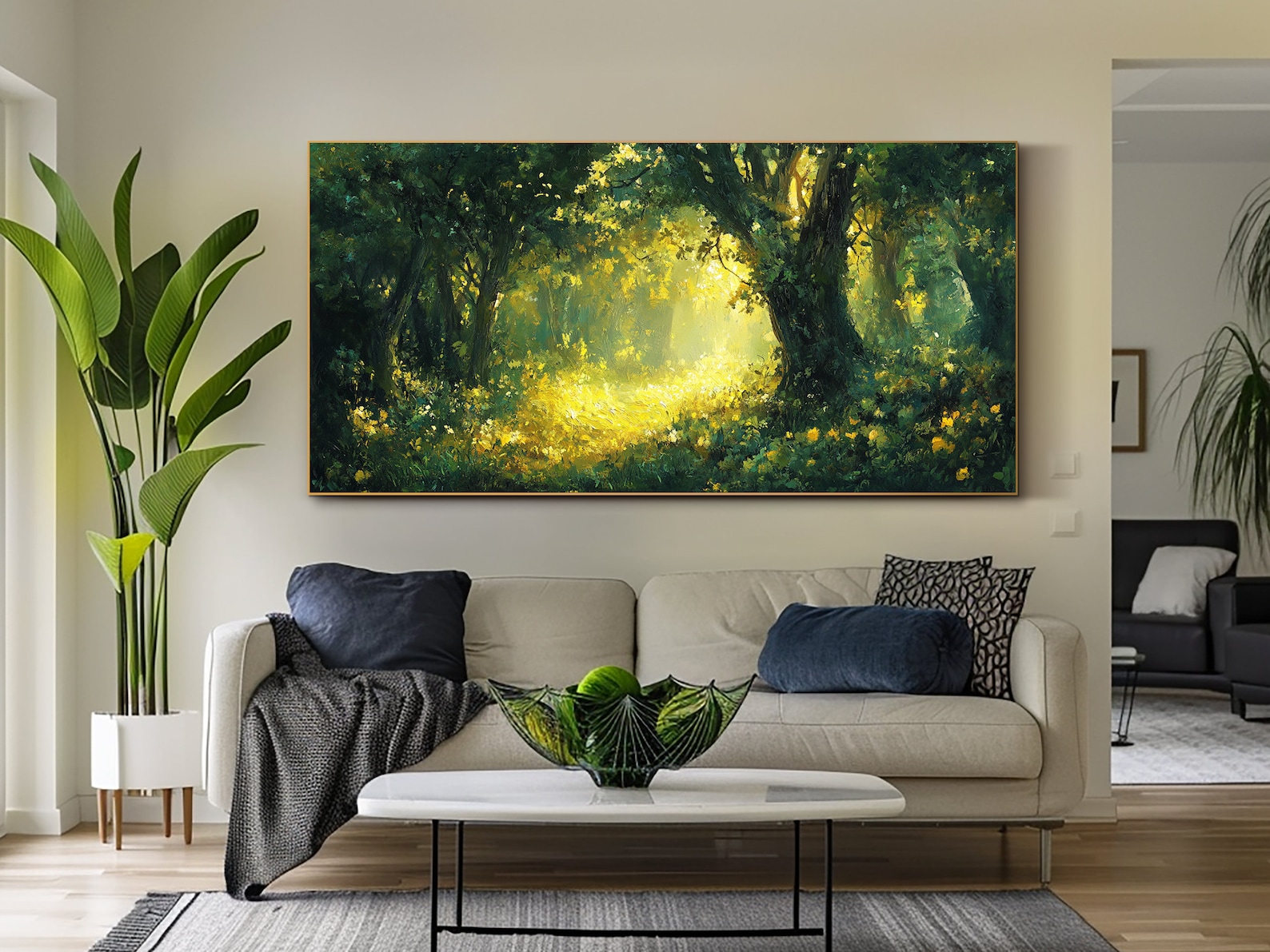 Forest Oil Painting on Canvas Original Green Wall Art Large Canvas Wall ...