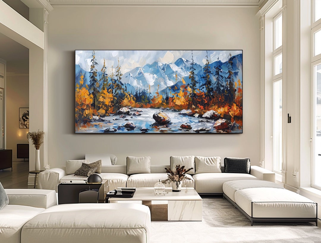 Large Canvas Wall Art Abstract Mountains Oil Painting on Canvas Texture ...