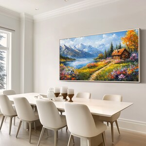 Vacation Cabin Decor Oil Painting on Canvas Original Landscape Wall Art ...
