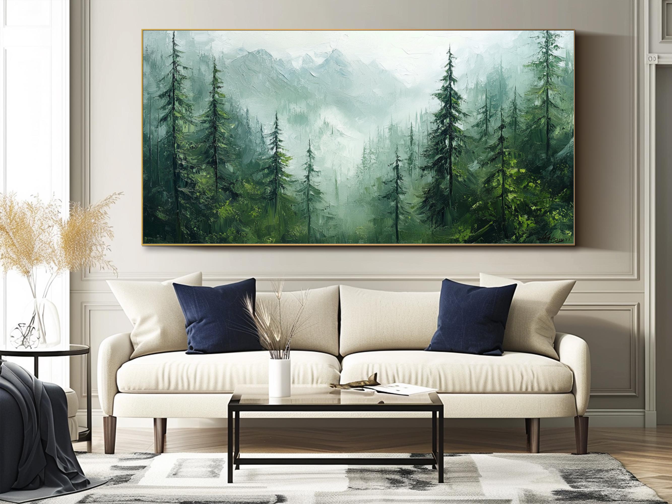 Abstract Forest Oil Painting on Canvas Original Green Wall Art Large ...