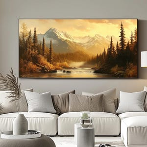 Landscape Oil Painting on Canvas Large Sunset Wall Decor Living Room ...