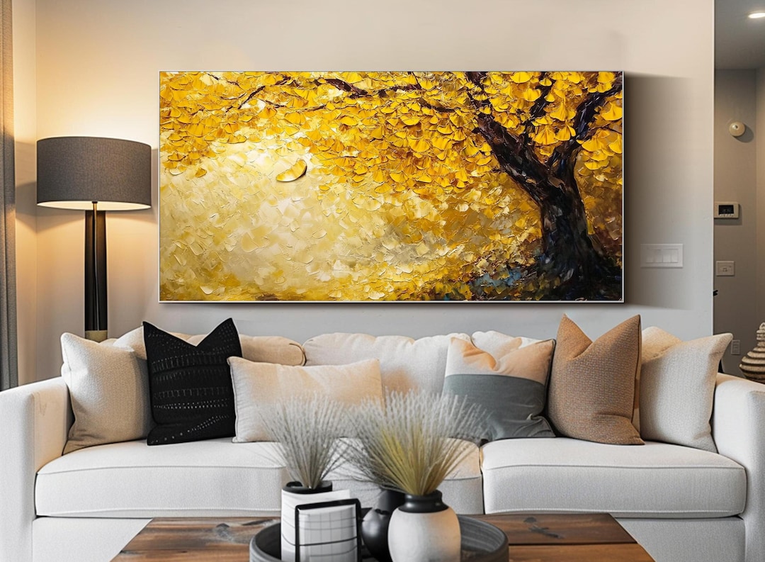 Large Golden Tree Wall Art 3d Textured Oil Painting on Canvas Original ...