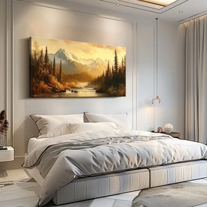 Landscape Oil Painting on Canvas Large Sunset Wall Decor Living Room ...