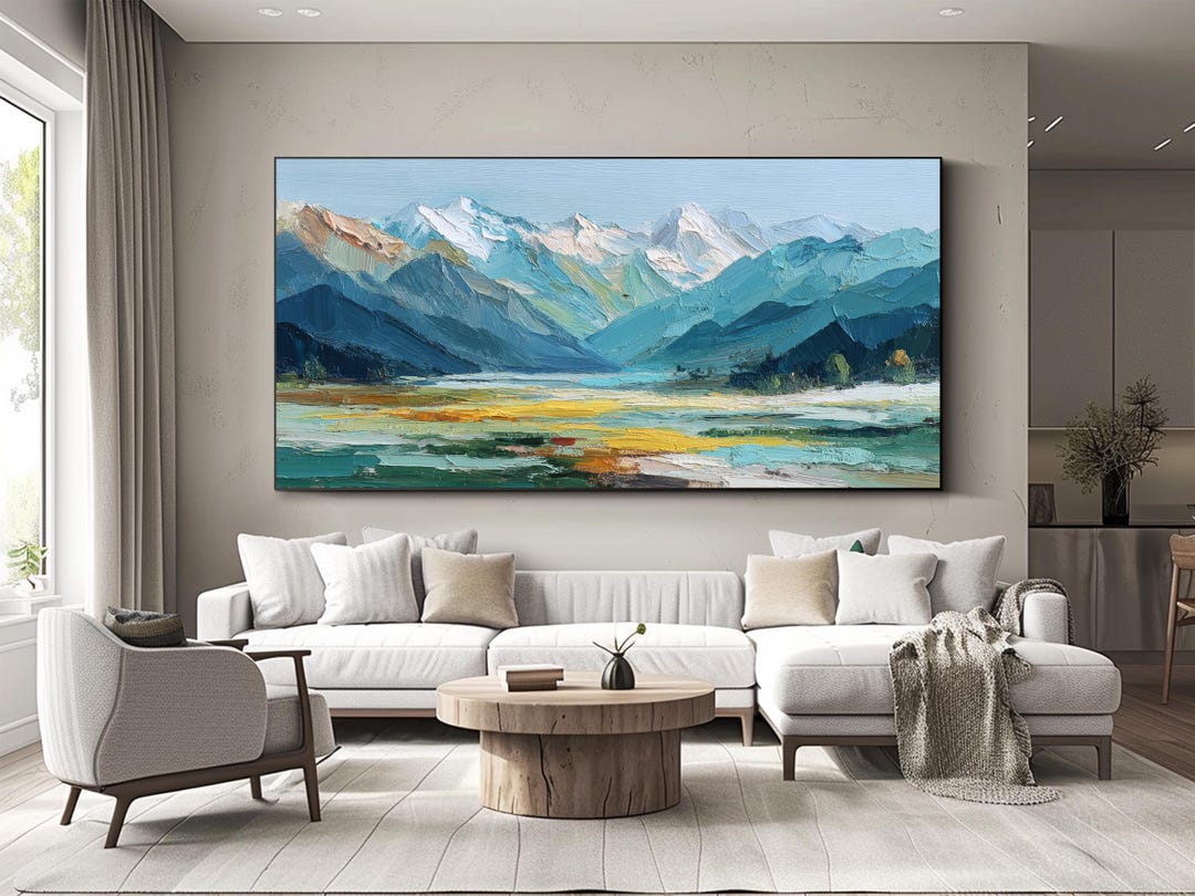 Original Mountain Landscape Oil Painting 3d Textured Nature Wall Art ...