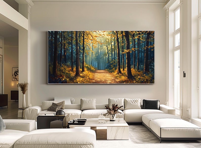 Forest Oil Painting on Canvas Original Autumn Wall Art Large Canvas ...