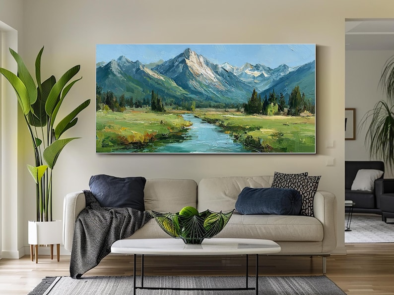 Mountain Landscape Oil Painting Original Textured Wall Art Hand Painted ...