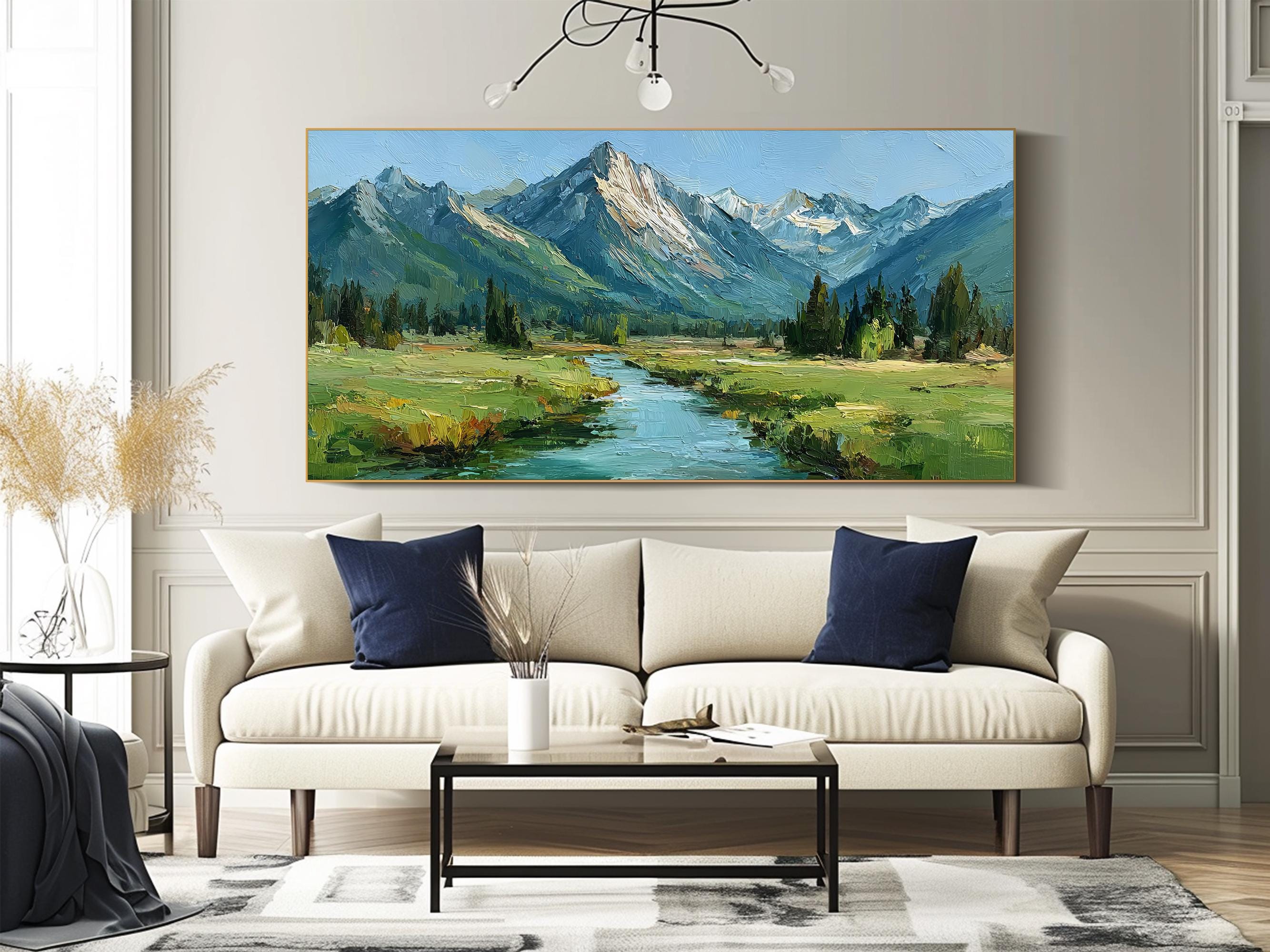 Mountain Landscape Oil Painting Original Textured Wall Art Hand Painted ...