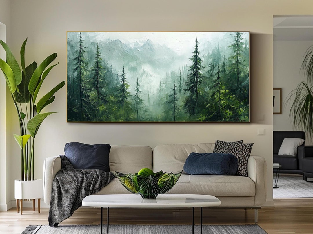 Abstract Forest Oil Painting on Canvas Original Green Wall Art Large ...