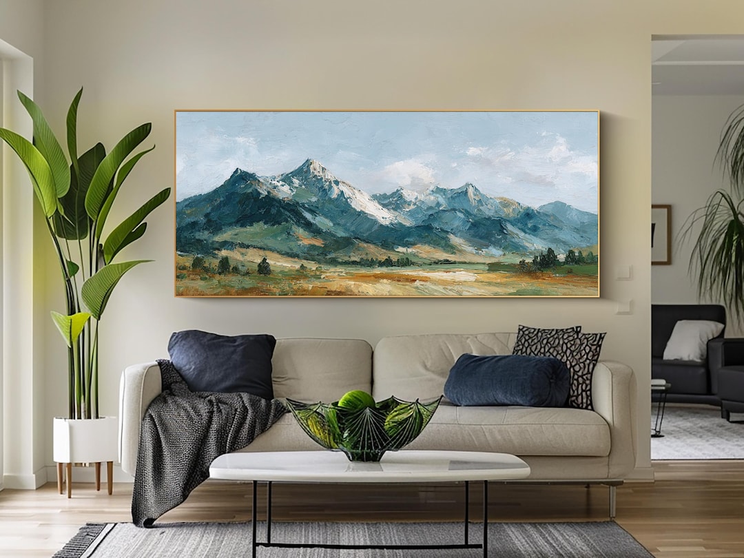 Mountain Landscape Oil Painting Large 3d Textured Wall Art Living Room ...