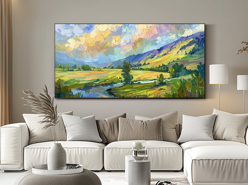 Abstract Landscape Oil Painting on Canvas Original Green Nature Wall ...