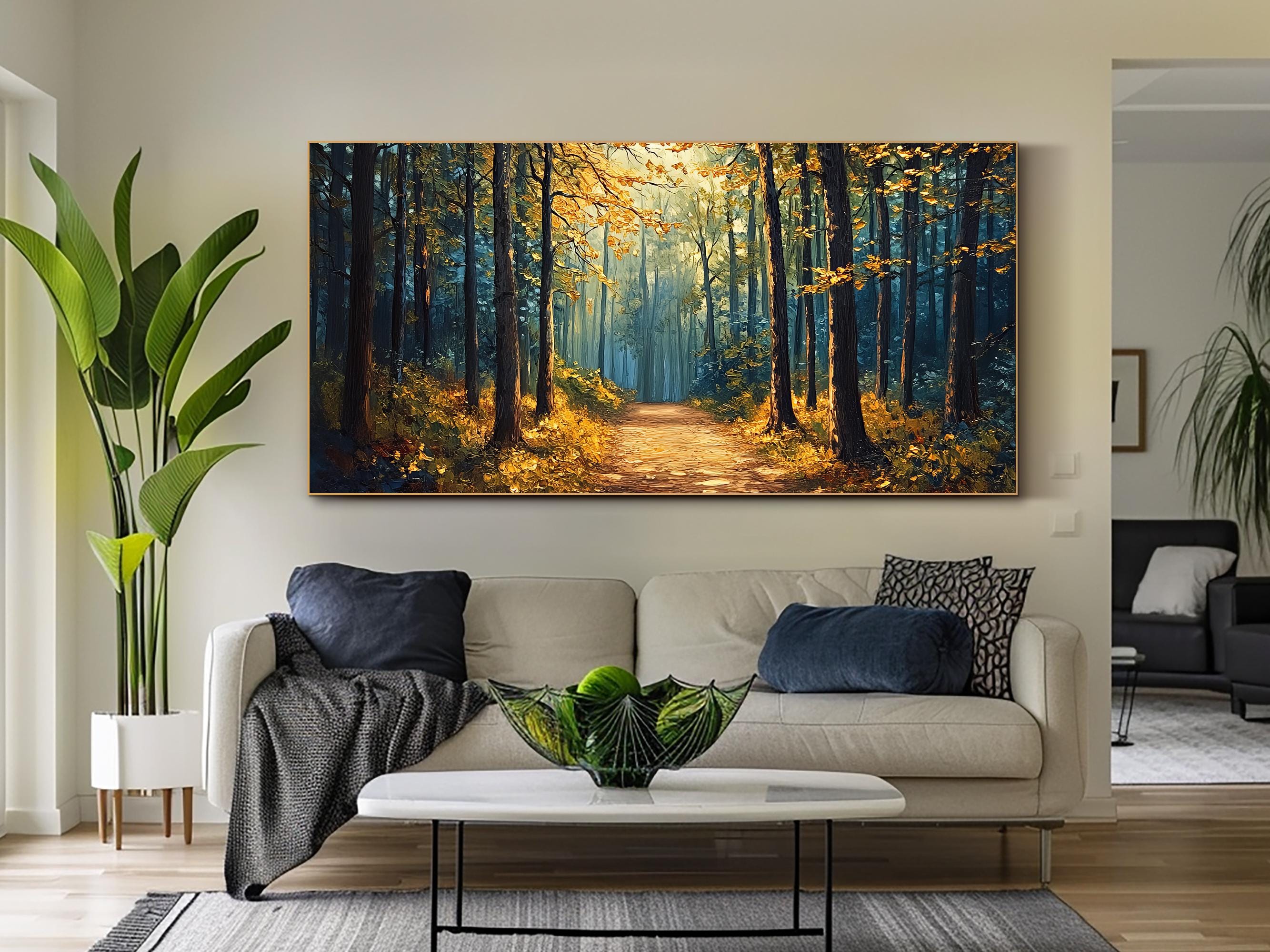Forest Oil Painting on Canvas Original Autumn Wall Art Large Canvas ...