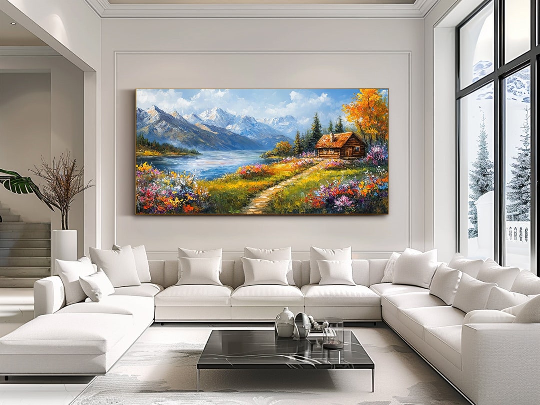 Vacation Cabin Decor Oil Painting on Canvas Original Landscape Wall Art ...