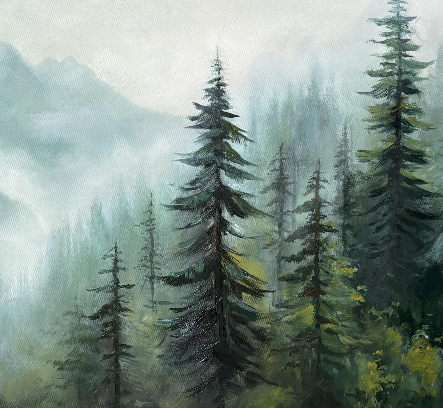 Abstract Forest Oil Painting on Canvas Original Green Wall Art Large ...