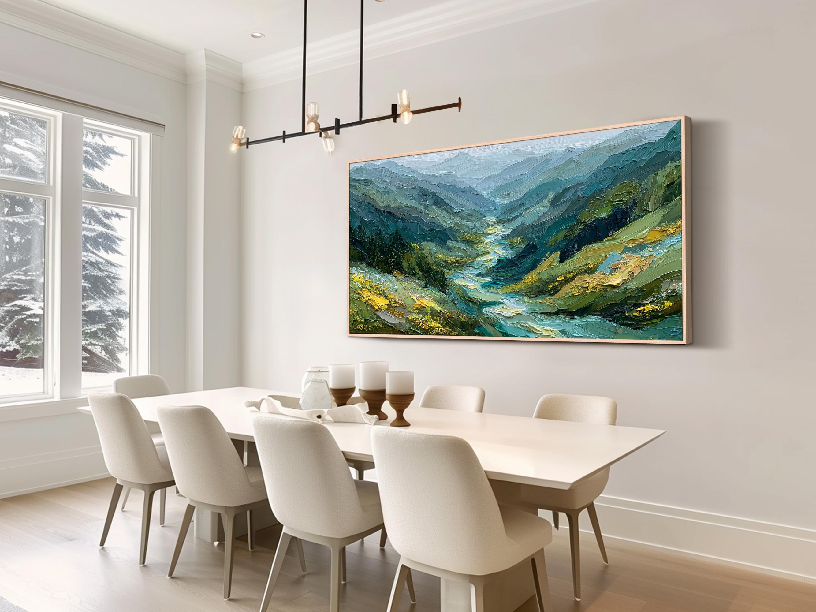 Green Textured Mountain Wall Art Original Landscape Oil Painting ...