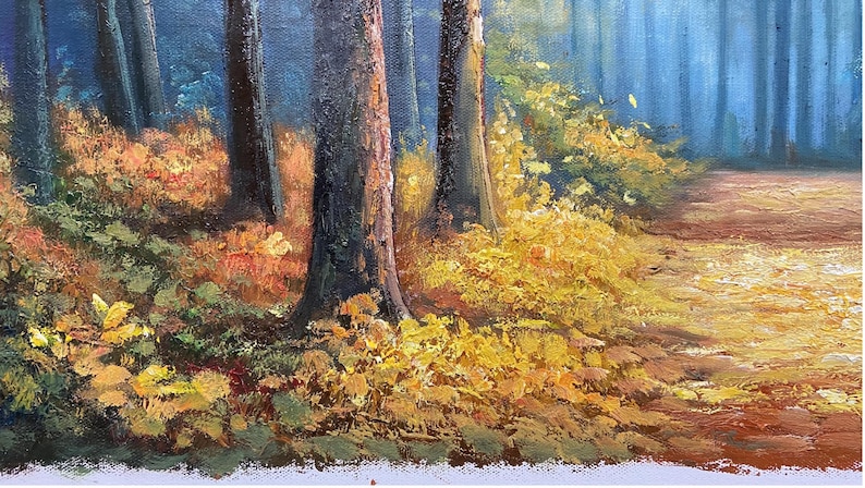 Forest Oil Painting on Canvas Original Autumn Wall Art Large Canvas ...