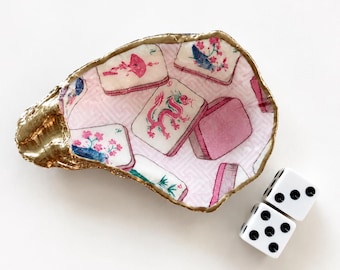 Mahjong Dice Dish | Oyster Shell | Gift for Mahjong Lover | Jewelry & Dice Holder