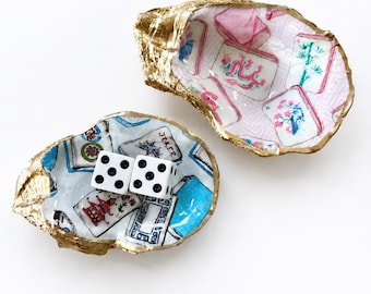 Mahjong Dice Dish | Oyster Shell | Gift for Mahjong Lover | Jewelry & Dice Holder