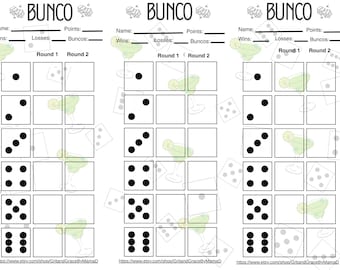 Set di schede segnapunti e istruzioni per Bunco stampabili - Tema Margarita - Serata di giochi (Download immediato in PDF e PNG)