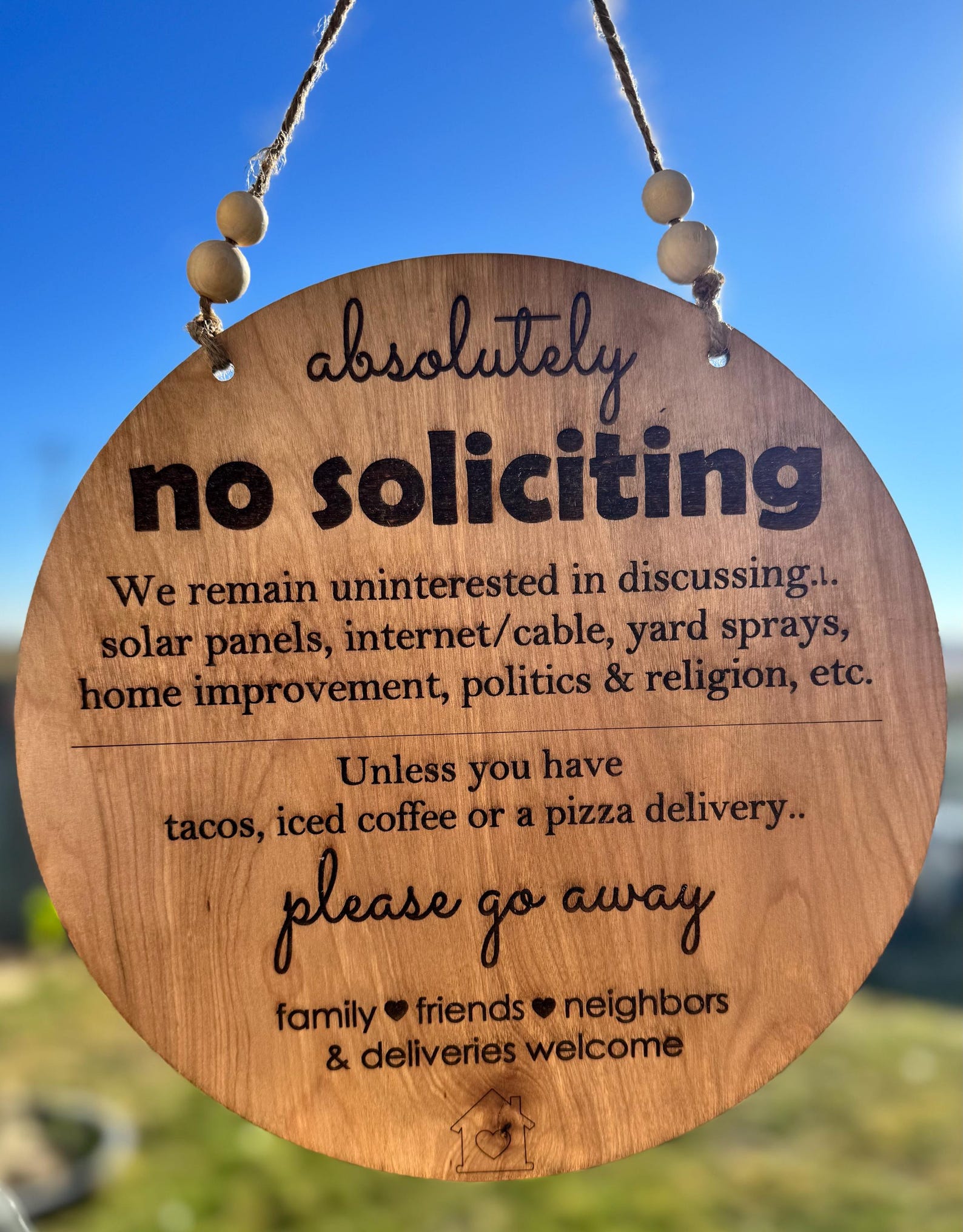 Funny No Soliciting Sign - Wood Round - Etsy