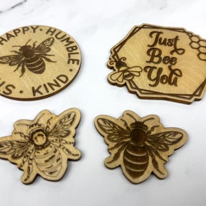 Wood Bee Magnets, Laser Engraved Honey Bee Fridge Decor, Unique Gift for Beekeepers, Rustic Home Accent & Kitchen Accessories