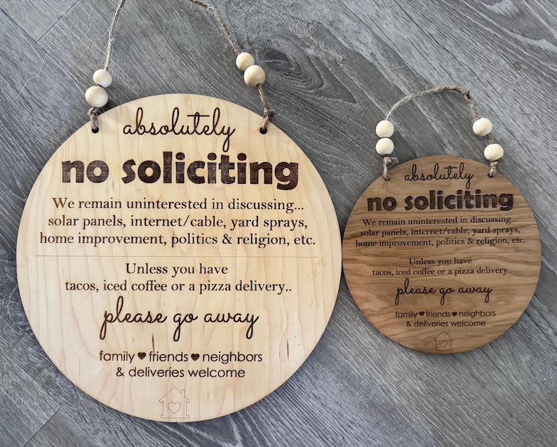 Funny No Soliciting Sign - Wood Round - Etsy
