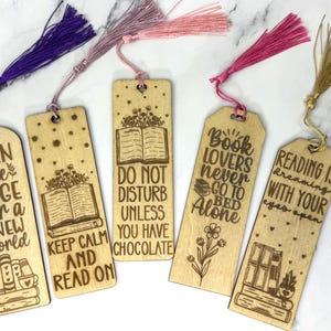 Wood Bookmarks Engraved with Fun Sayings - Personalized Gifts, Unique Bookmarks for Readers, Book Lover&#39;s Gift Ideas
