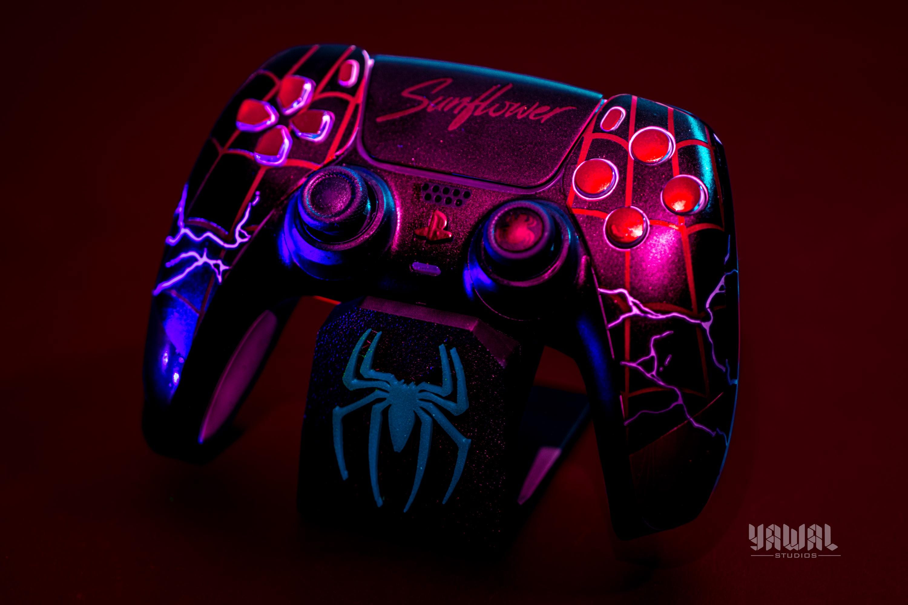 Spider-man Miles Morales PS5 Controller Skin - Premium Metallic Gloss ...