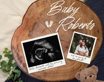 Rustic Ultrasound Pregnancy Announcement | Editable Baby Reveal (Digital Download)