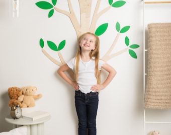 Wooden Tree Growth Chart: Kids Nursery Wall Decor