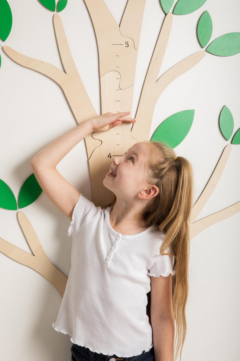 Wooden Growth Wall Chart for Kids, Tree Design, | Playroom Wall Decor ...