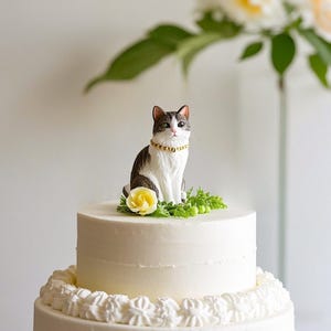Topper per torta nuziale a forma di gatto personalizzato, statuette di gatto, topper per torta a forma di gatto, topper per torta a forma di gatto in miniatura, anniversario degli amanti dei gatti, compleanno dei gatti