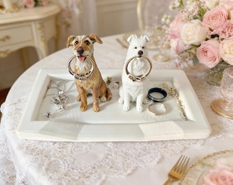 Porta anillos de perro personalizado / Plato de joyería de arcilla hecho a mano, regalo personalizado