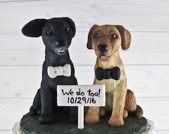 Custom Dog Wedding Cake Topper: Realistic Polymer Clay Pet Figurines