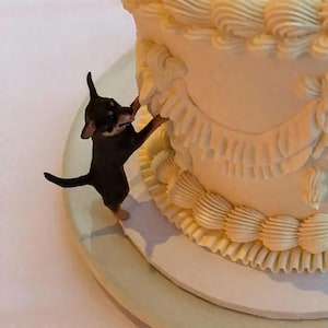 Personalized Dog Figurine Wedding Cake Topper | Custom Pet Cake Decoration | Realistic Polymer Clay Sculptures | Unique Anniversary Gifts