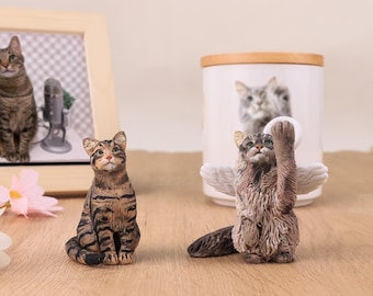 Estatua conmemorativa de gato personalizada: regalo de arcilla polimérica para la pérdida de una mascota