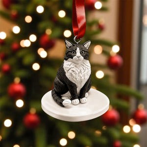 Custom Cat Sculpture, Personalized Christmas Ornament, Clay Pet Sculpture, Christmas Gift for Cat lovers, christmas decoration