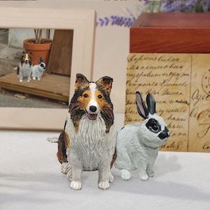 Topper per torta di animali domestici personalizzati, topper per torta di cani 3D, statuette per animali domestici, statuette di argilla di coniglio, regalo commemorativo per animali domestici, regalo di nozze