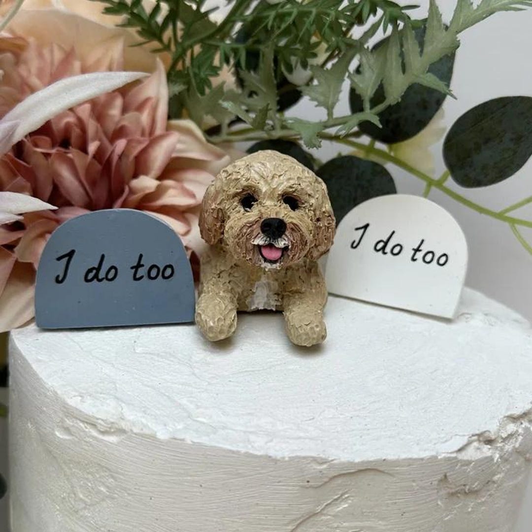 Custom Dog Wedding Cake Topper: Personalized Polymer Clay Pet Sculpture ...