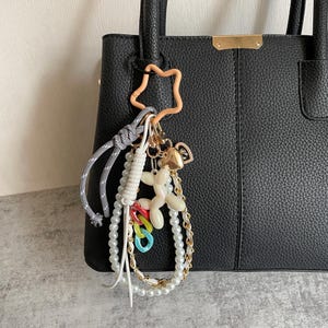 Pearl Ballon Dog Rope Bag Charms,Stylish Bag Charm,Y2k Rope Purese Charm Bag Keychain Accessories